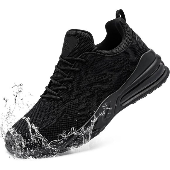 Men's Black Non Slip Water Resistant Trabajo Food Service Chef Kitchen Sneakers - Picture 1 of 6